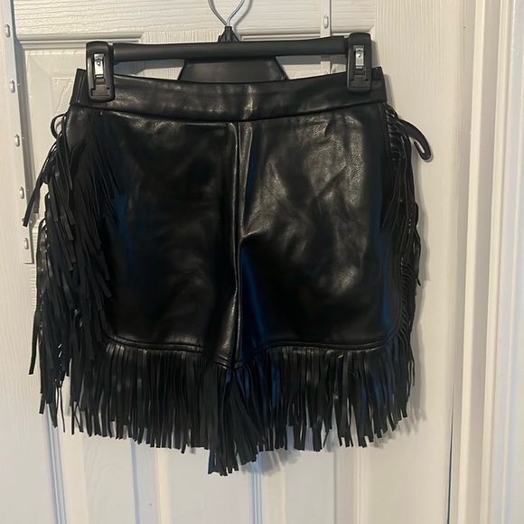 Nasty Gal Pants - NWT Stunning Nasty Gal Faux Leather Fringe Shorts Size 0